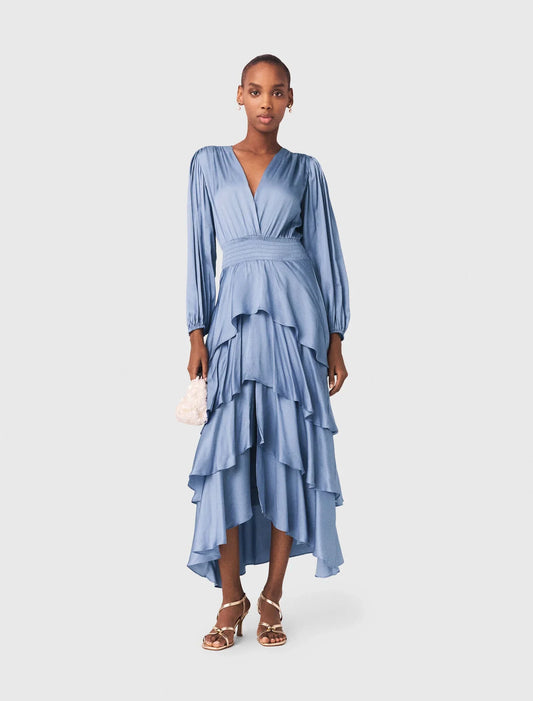 Ruffled Maxi Dress Blue / Grey