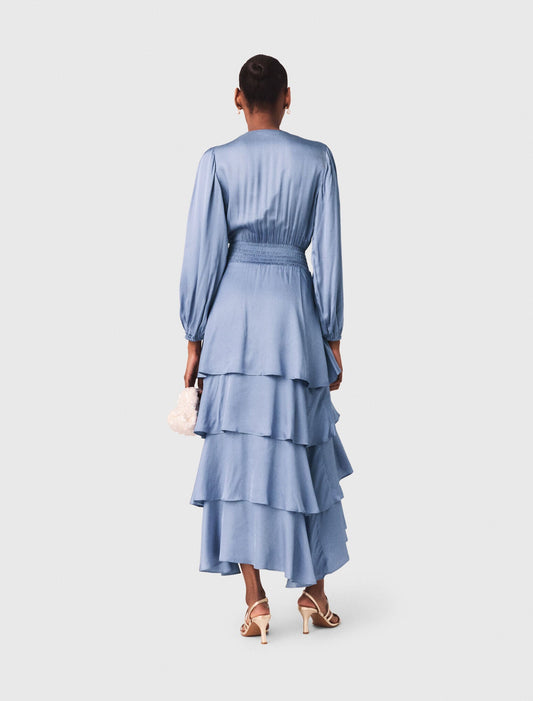 Ruffled Maxi Dress Blue / Grey