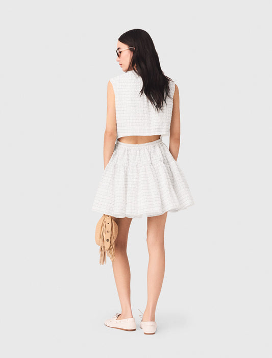 Short Flared Open-Back Dress White