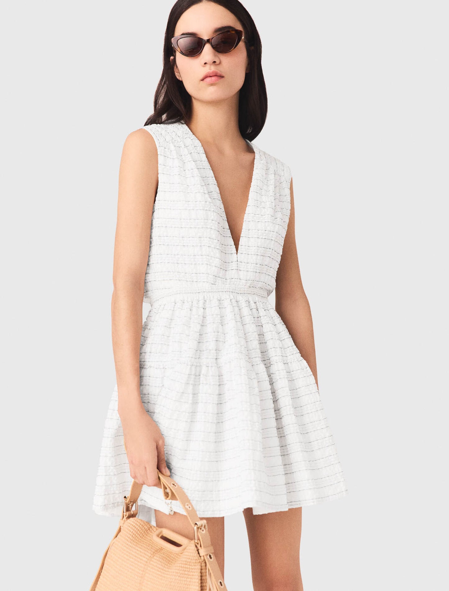 Short Flared Open-Back Dress White