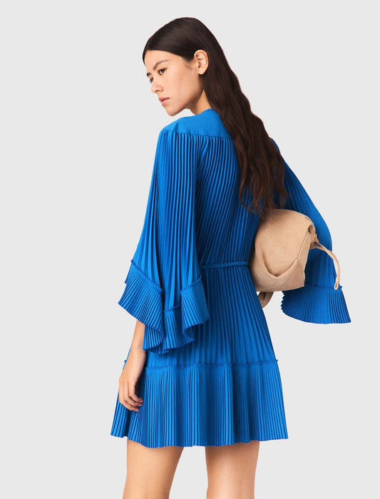 Short Pleated Dress Blue