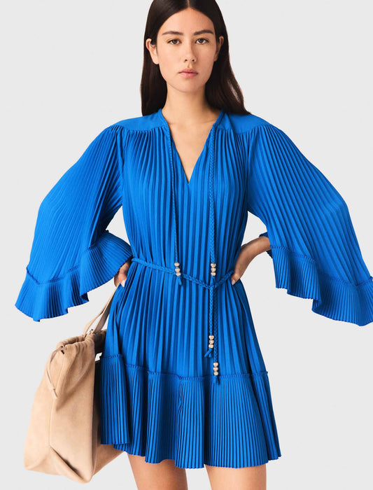 Short Pleated Dress Blue