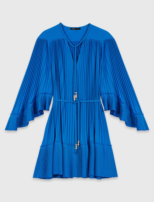 Short Pleated Dress Blue