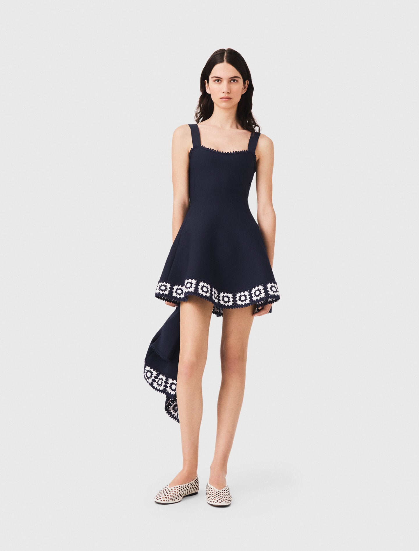 Dress with crochet panels Navy