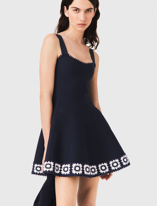 Dress with crochet panels Navy