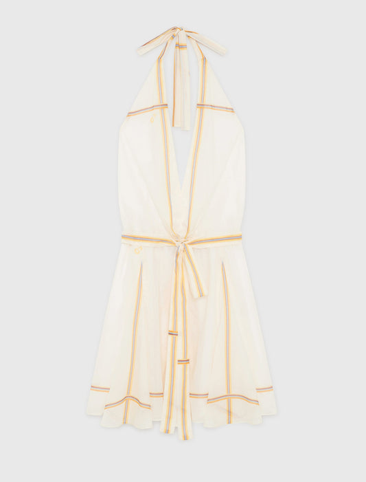 Short patterned backless dress White