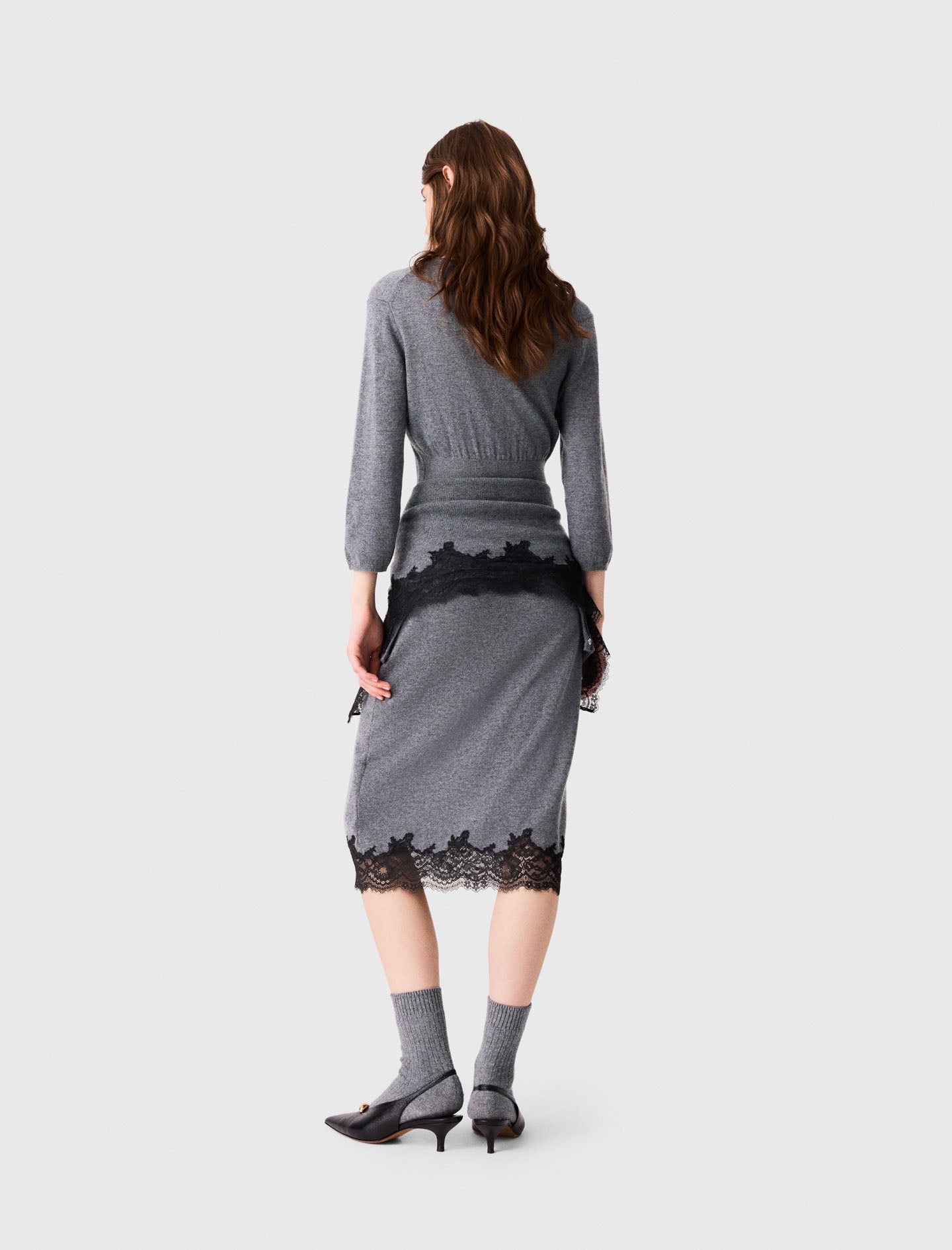 Dress with lace panel Grey/Black
