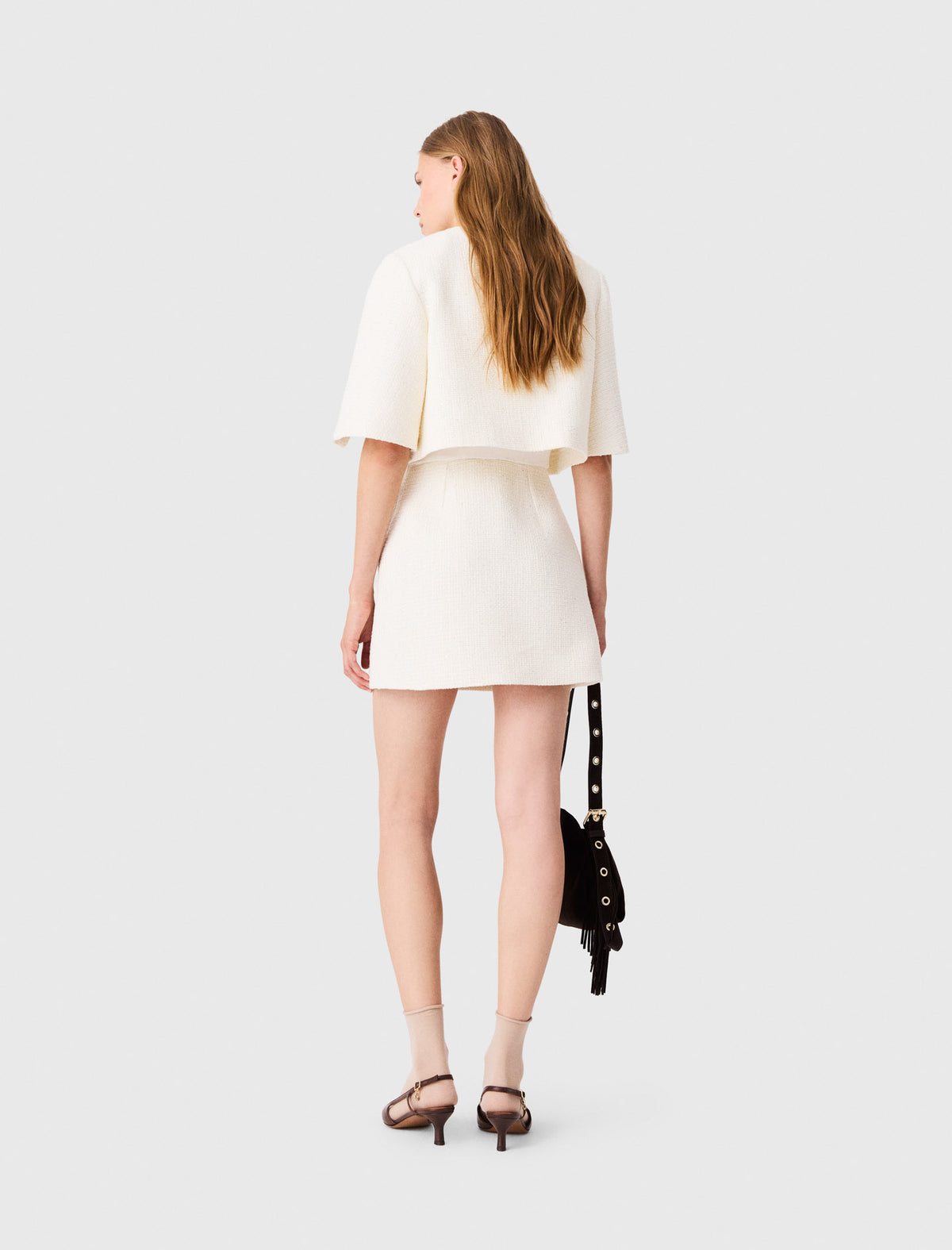 2-in-1 tweed dress Ecru