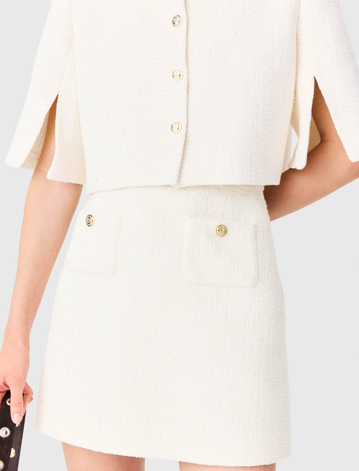 2-in-1 tweed dress Ecru