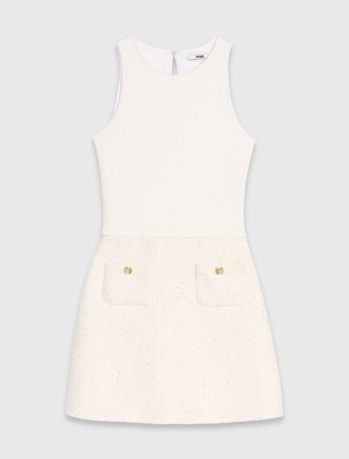 2-in-1 tweed dress Ecru