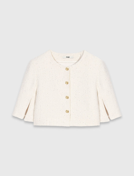 2-in-1 tweed dress Ecru