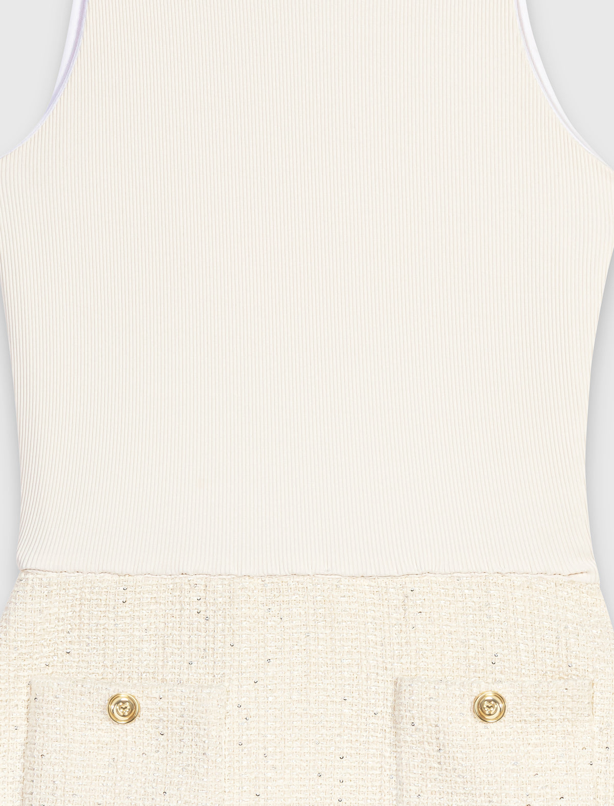 2-in-1 tweed dress Ecru