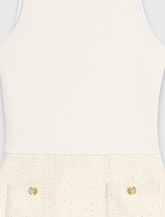 2-in-1 tweed dress Ecru