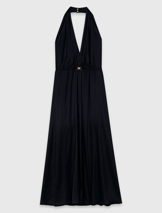 Backless pleated maxi dress Navy