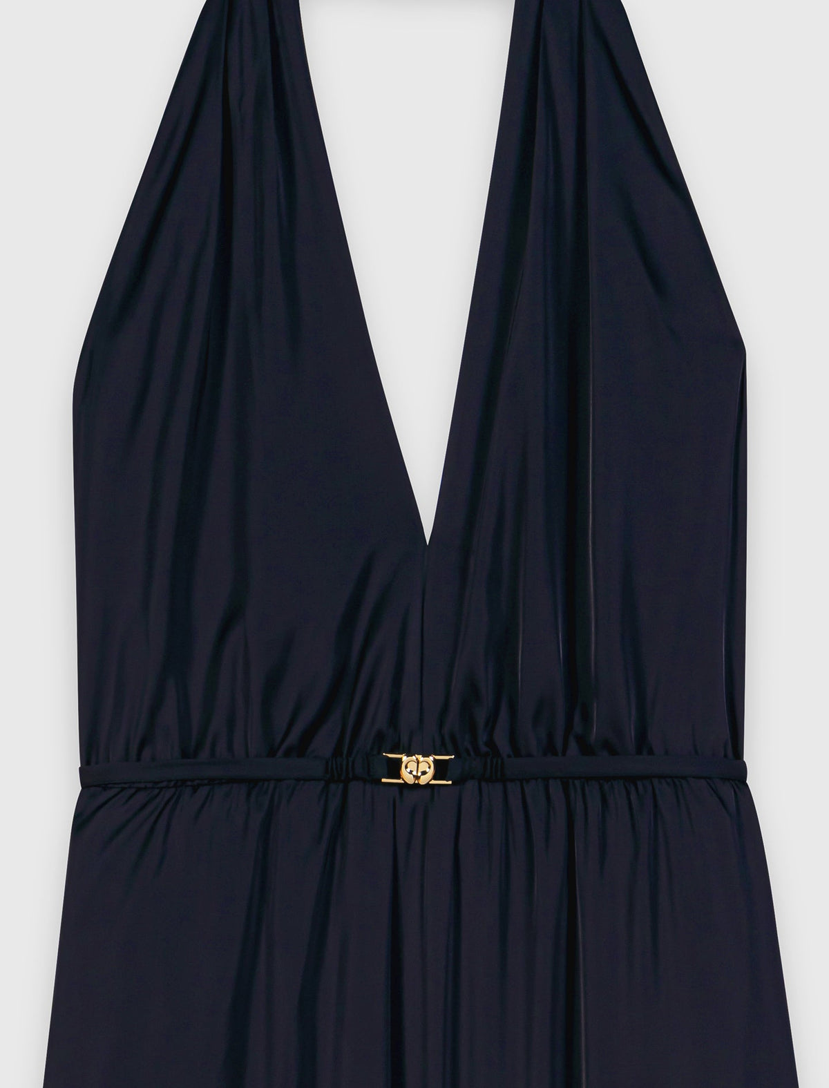 Backless pleated maxi dress Navy