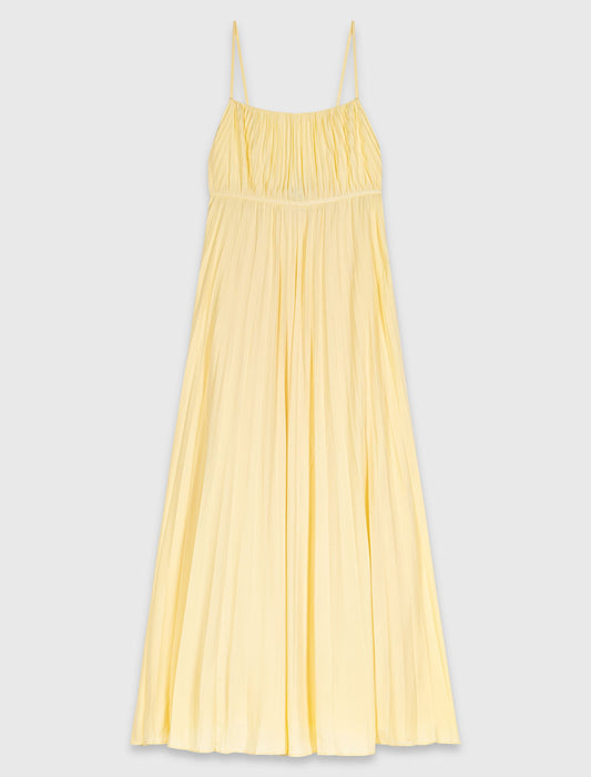 Pleated maxi dress Pale Yellow