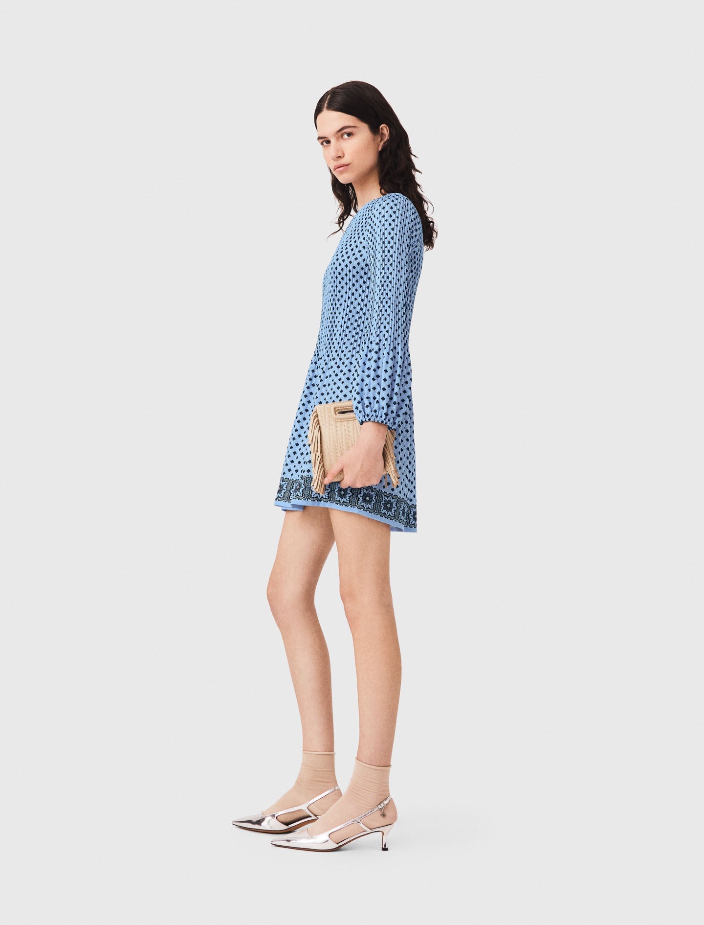 Patterned pleated dress Light Blue Loungewear