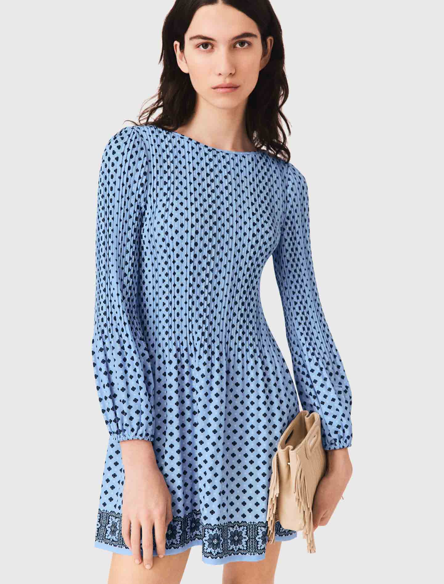 Patterned pleated dress Light Blue Loungewear
