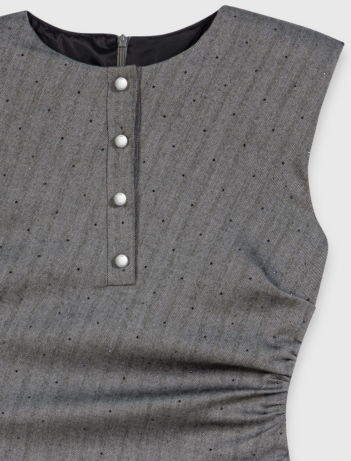 Short rhinestone tailored dress Grey