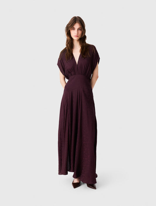 Jacquard print maxi dress Burgundy