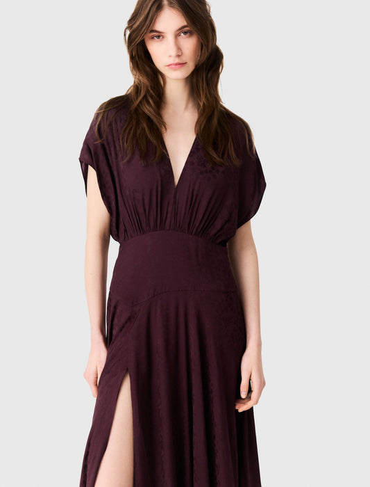 Jacquard print maxi dress Burgundy