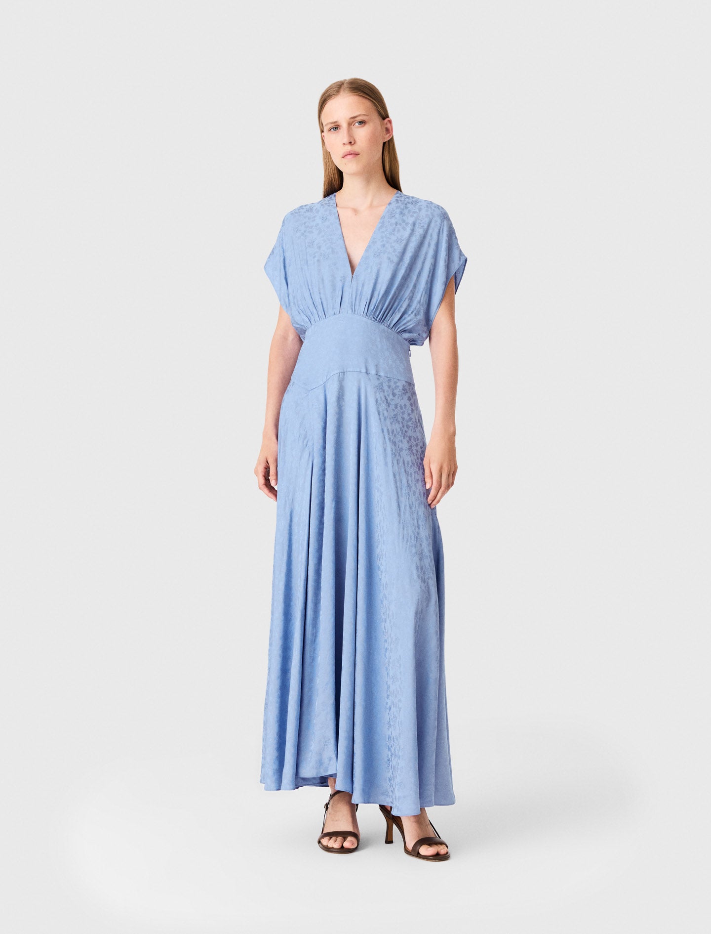 Patterned jacquard maxi dress Light Blue
