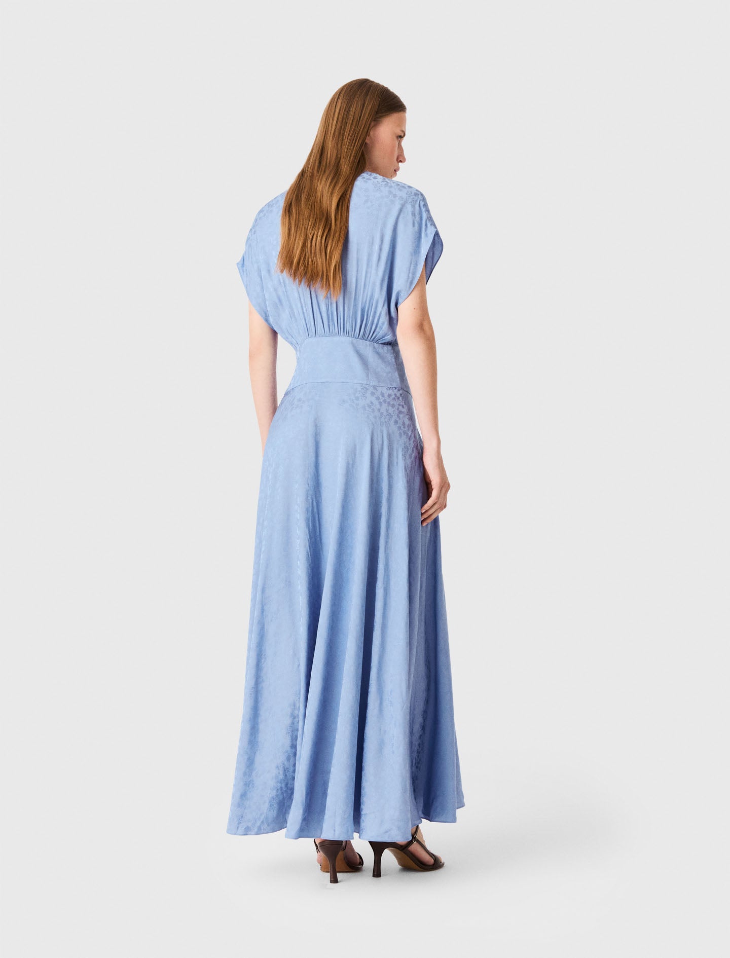 Patterned jacquard maxi dress Light Blue