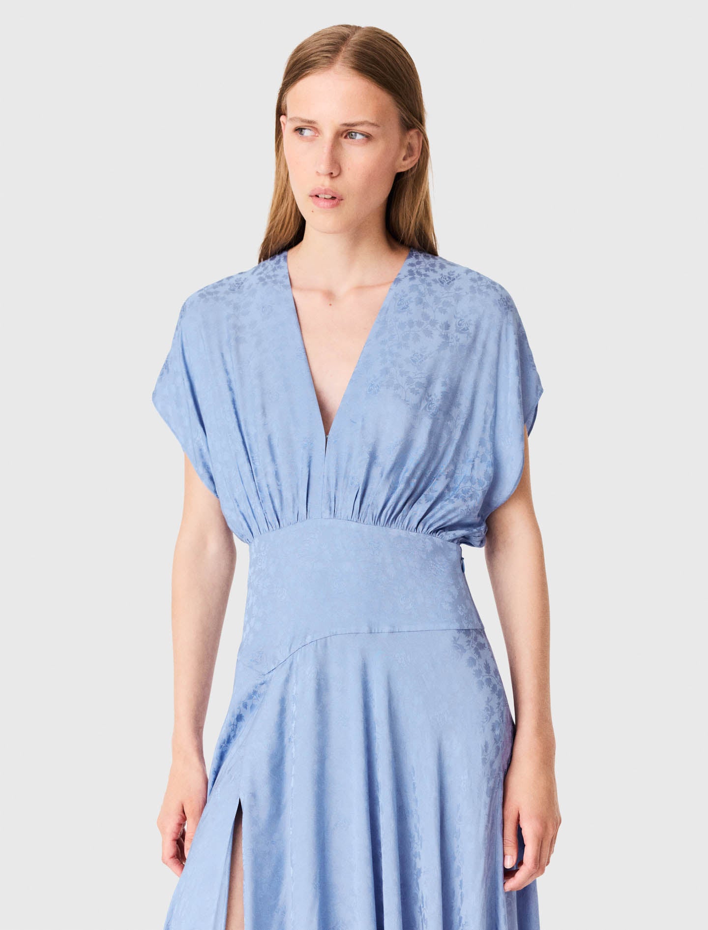 Patterned jacquard maxi dress Light Blue
