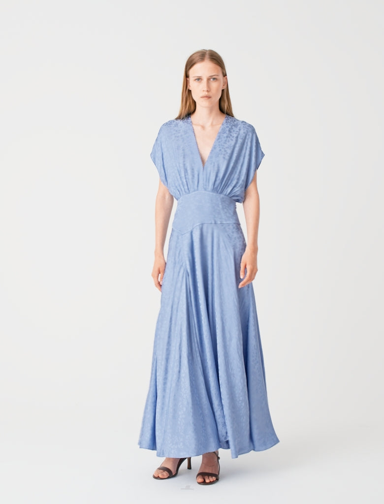 Patterned jacquard maxi dress Light Blue