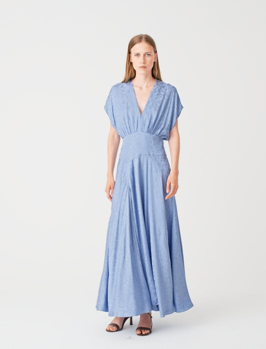 Patterned jacquard maxi dress Light Blue