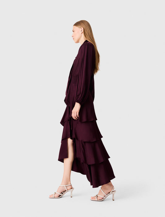 Ruffled maxi dress Burgundy
