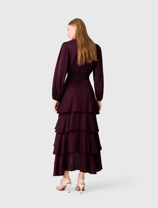 Ruffled maxi dress Burgundy