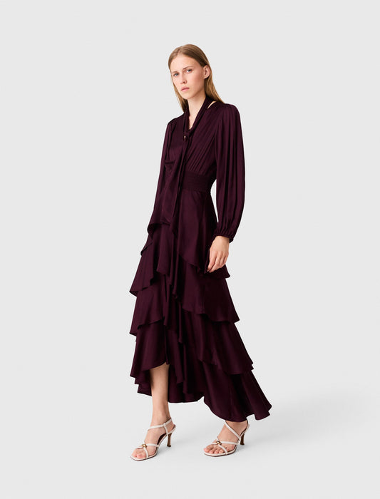 Ruffled maxi dress Burgundy