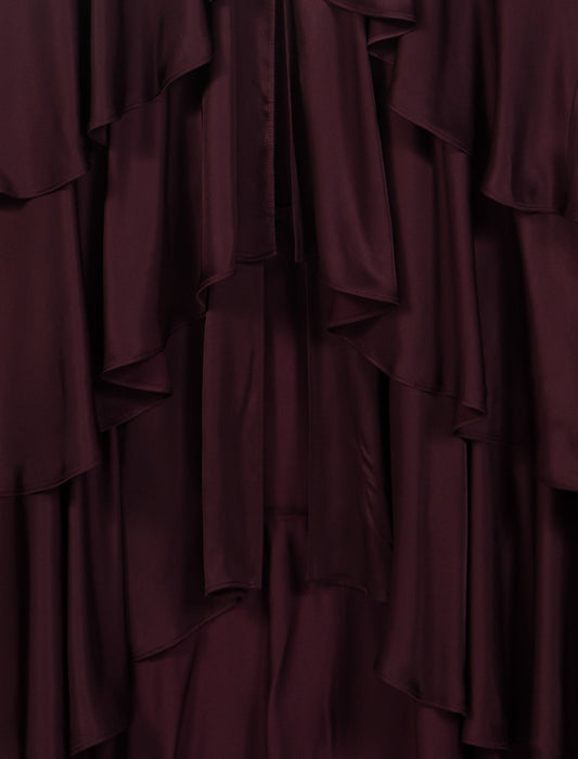 Ruffled maxi dress Burgundy
