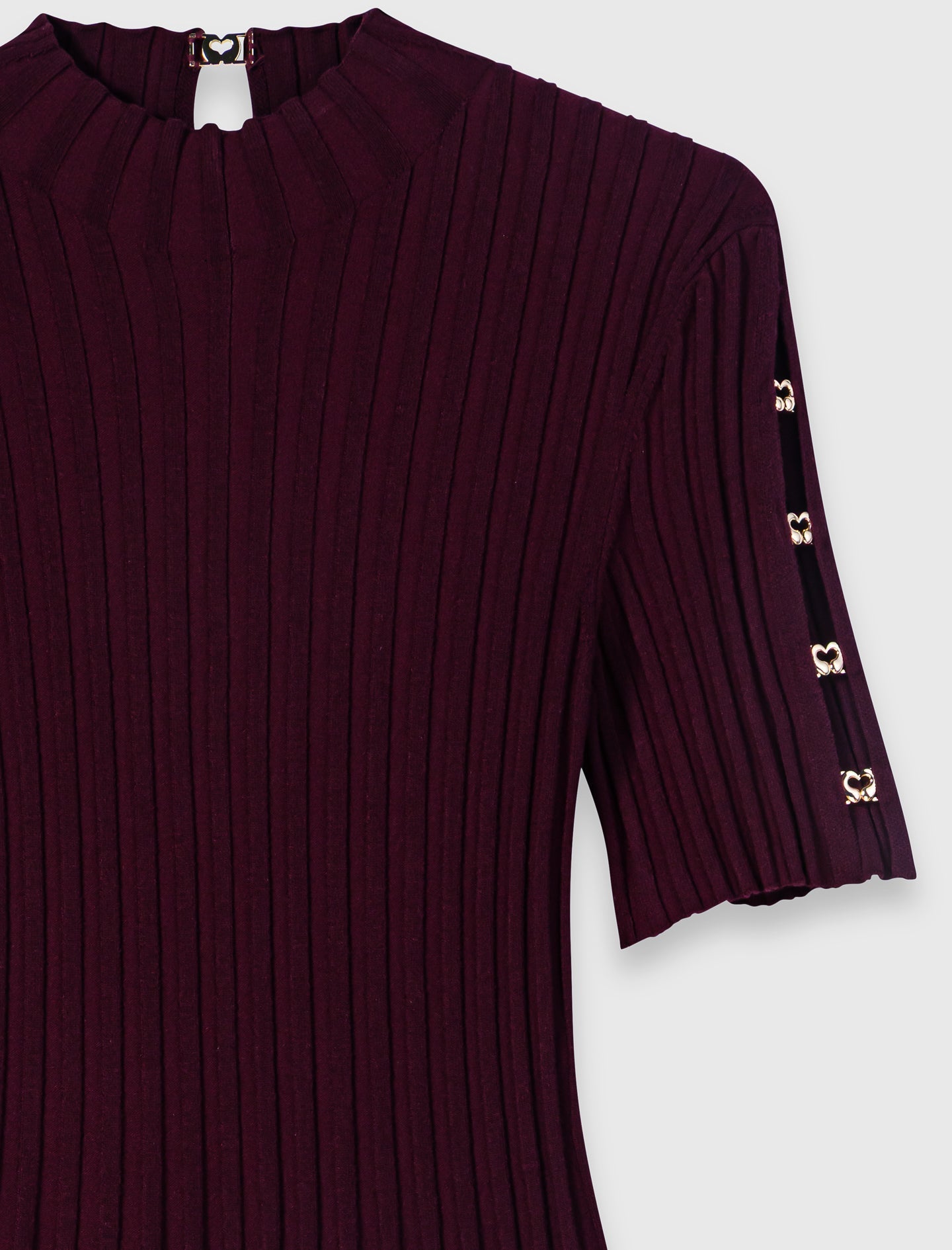 High-neck short skater dress Burgundy