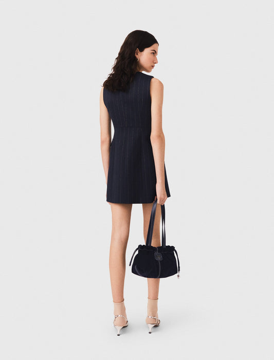 Sleeveless tailored lurex dress Navy