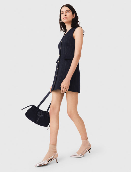 Sleeveless tailored lurex dress Navy