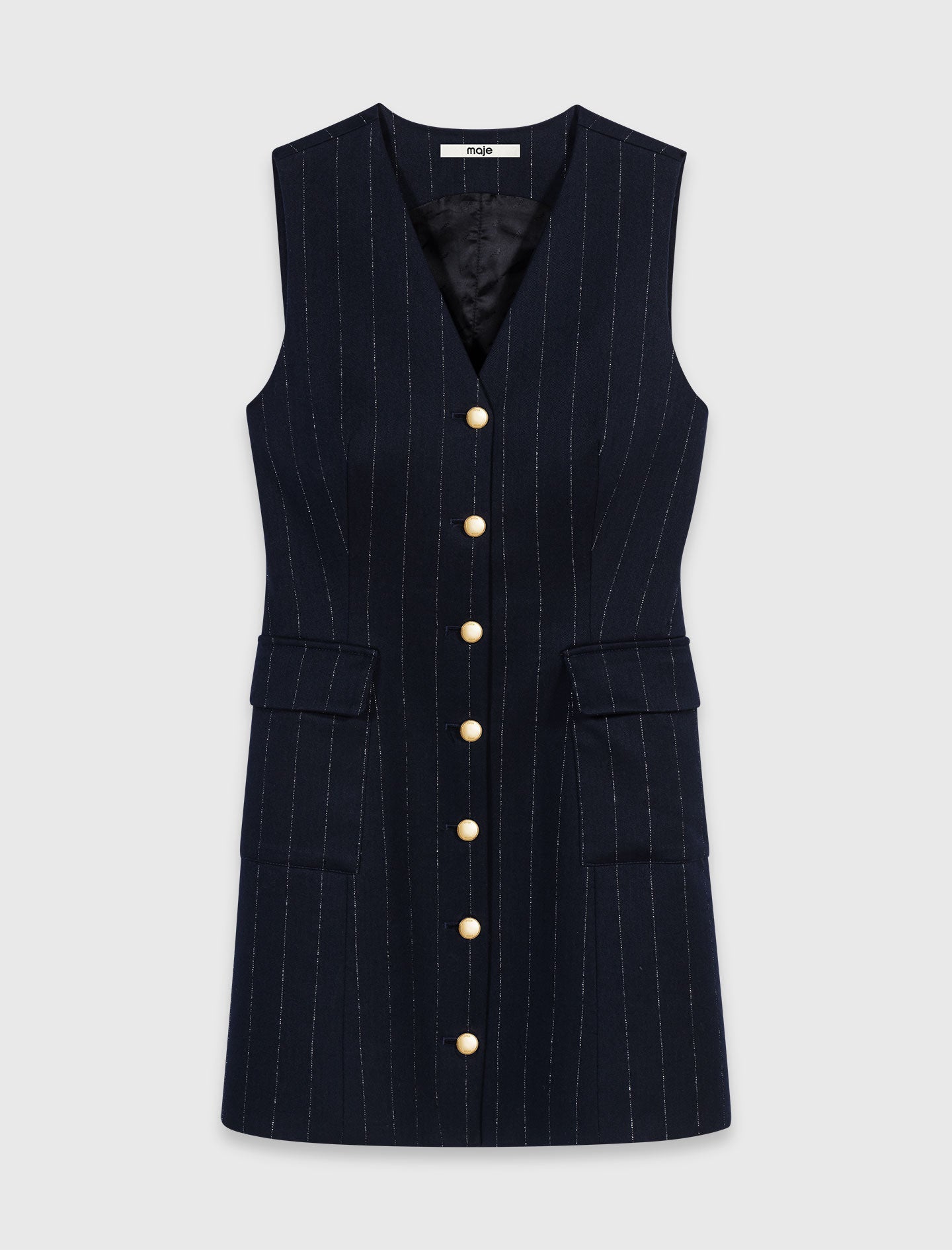 Sleeveless tailored lurex dress Navy