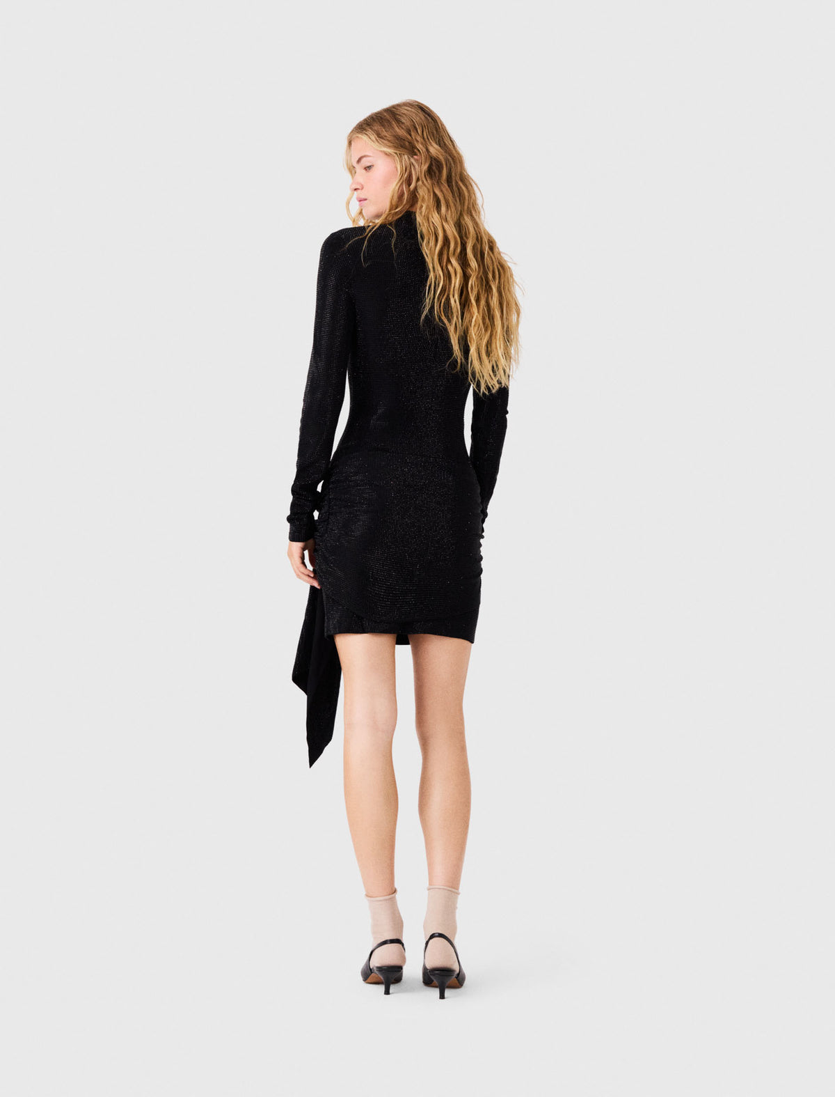 Short dress with rhinestones and a bow Black