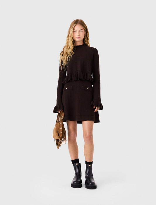 Knitted dress with detachable jumper Dark Brown