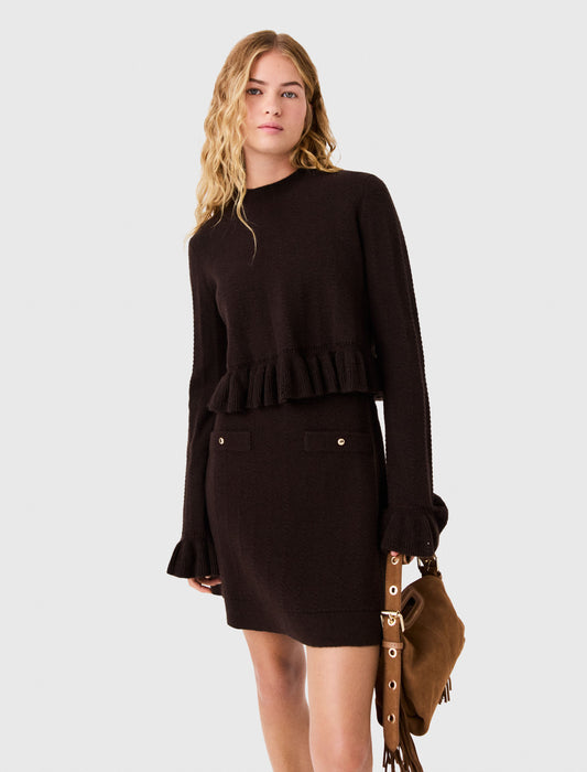 Knitted dress with detachable jumper Dark Brown
