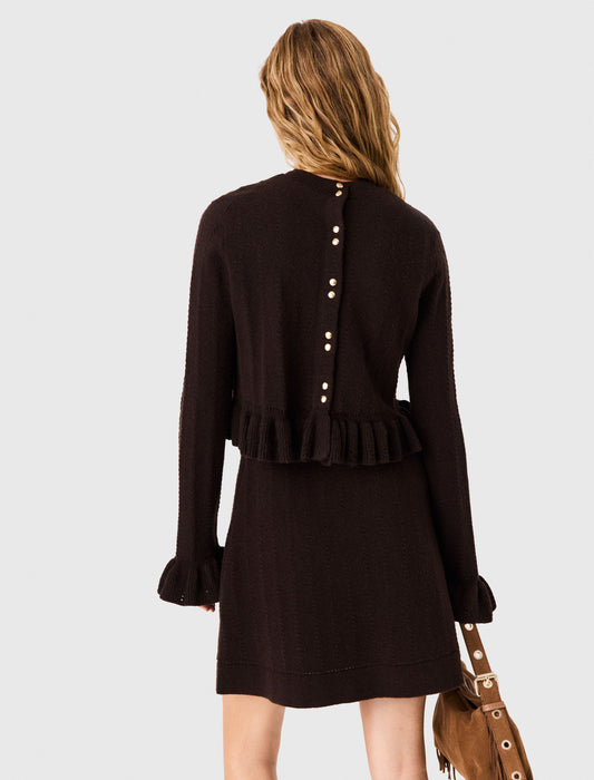 Knitted dress with detachable jumper Dark Brown