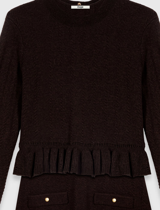 Knitted dress with detachable jumper Dark Brown