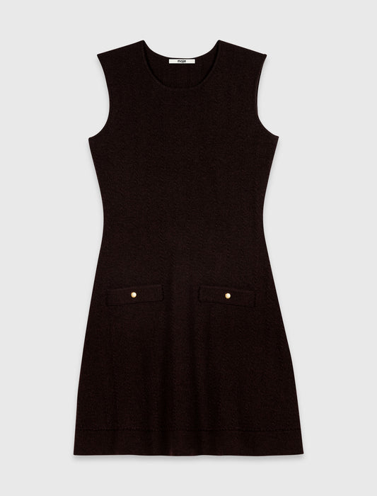Knitted dress with detachable jumper Dark Brown