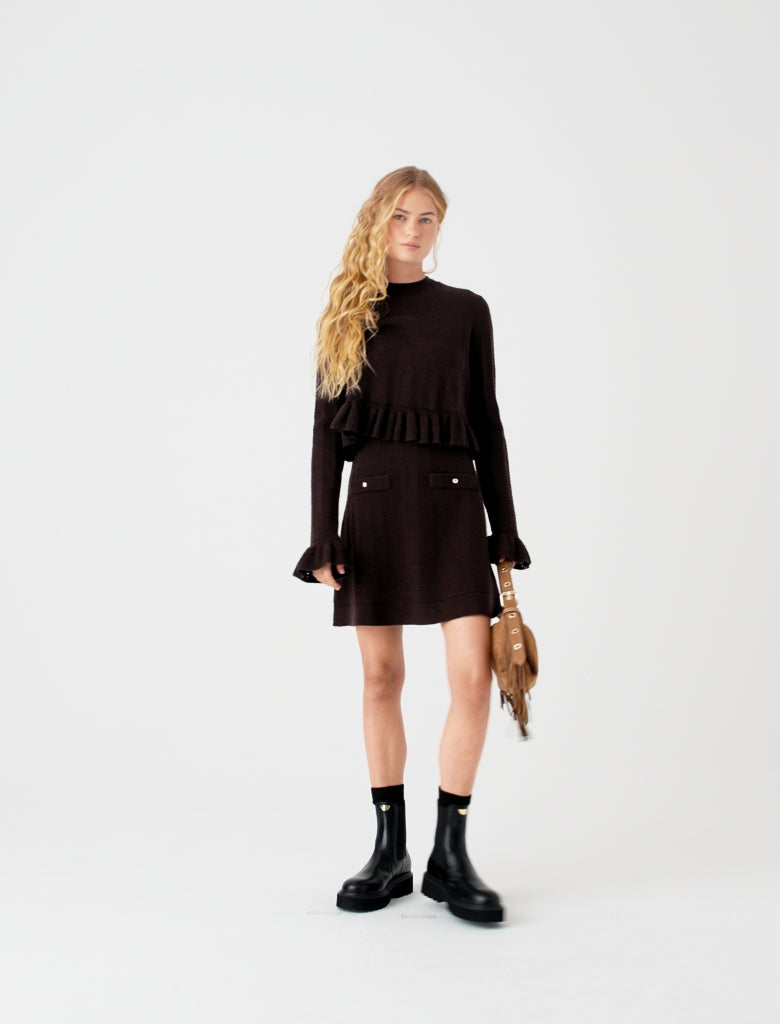 Knitted dress with detachable jumper Dark Brown