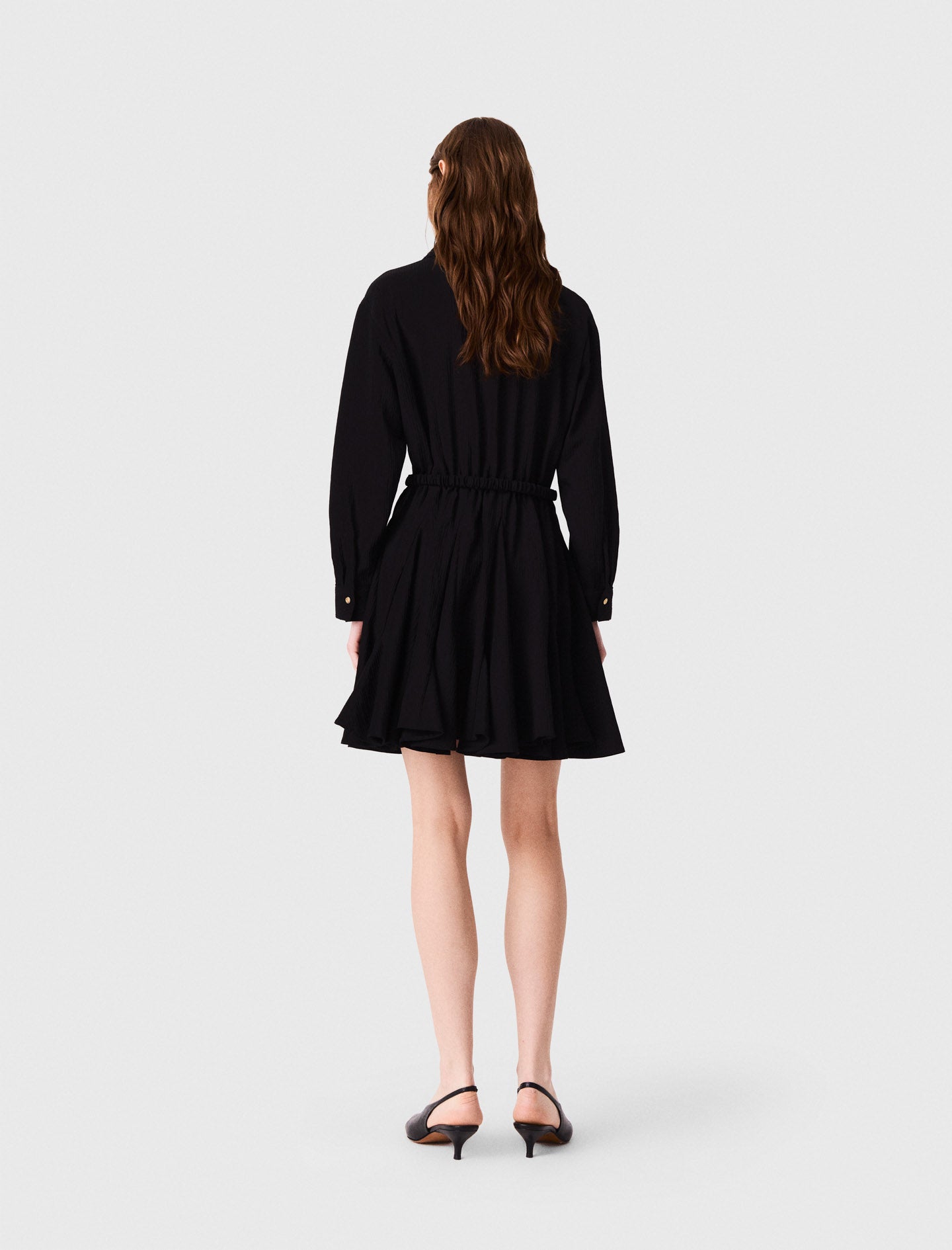 Long-sleeved shirt dress Black