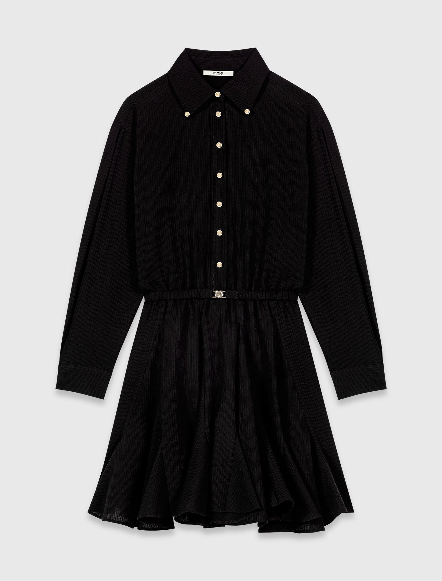 Long-sleeved shirt dress Black