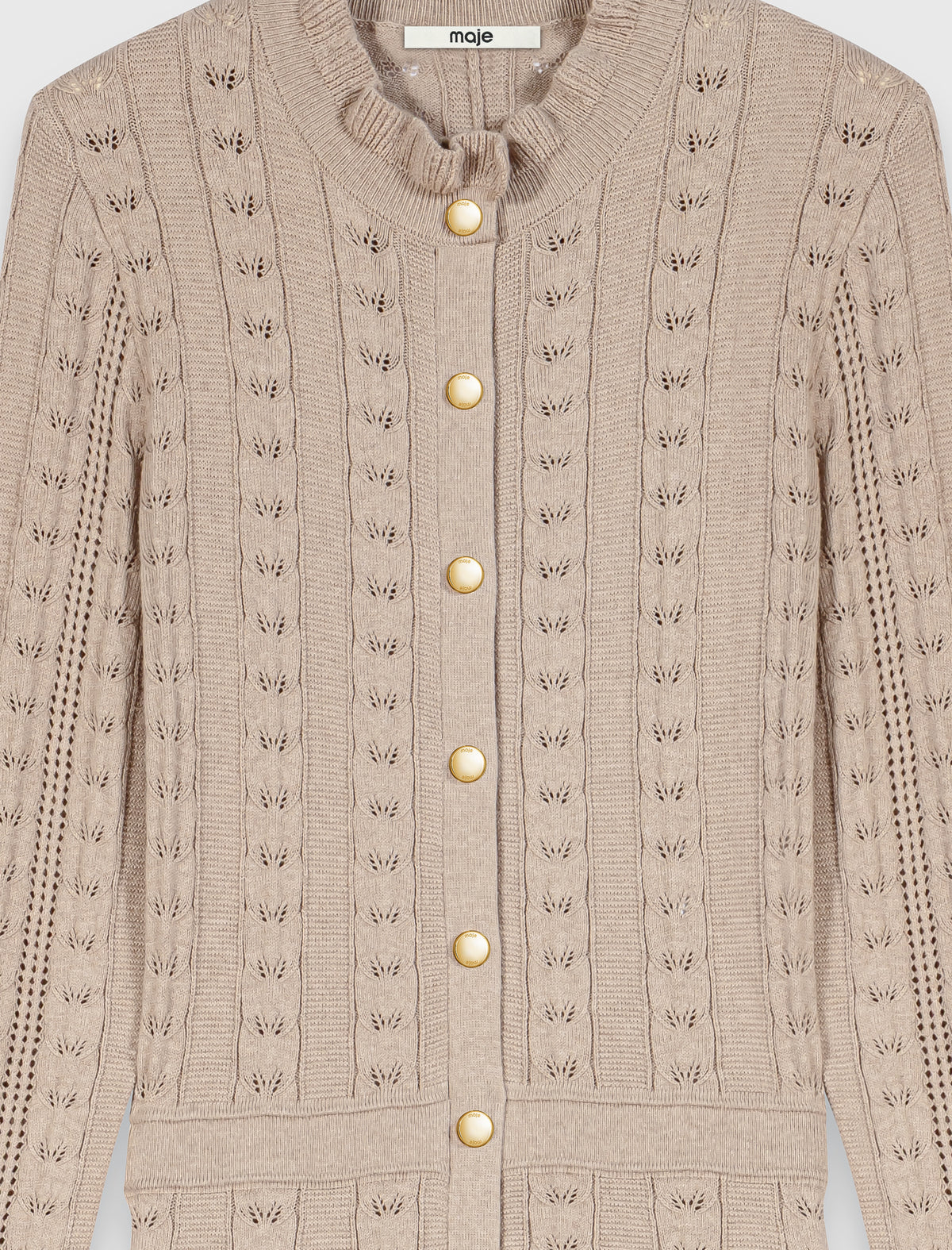 Long textured knitted dress Beige