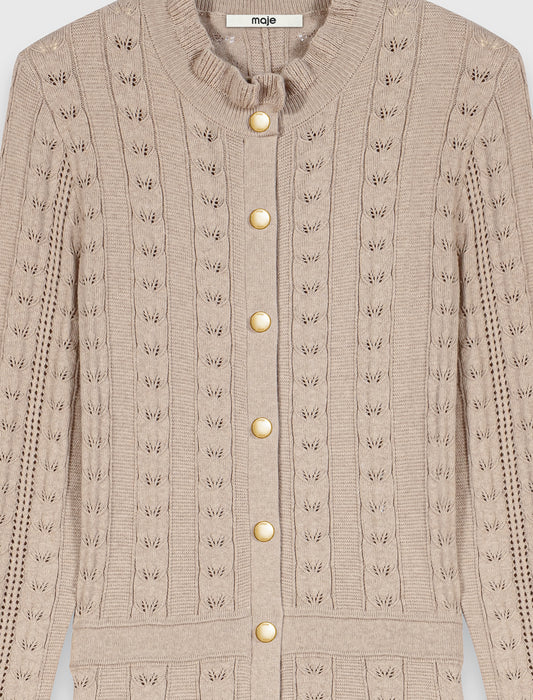 Long textured knitted dress Beige