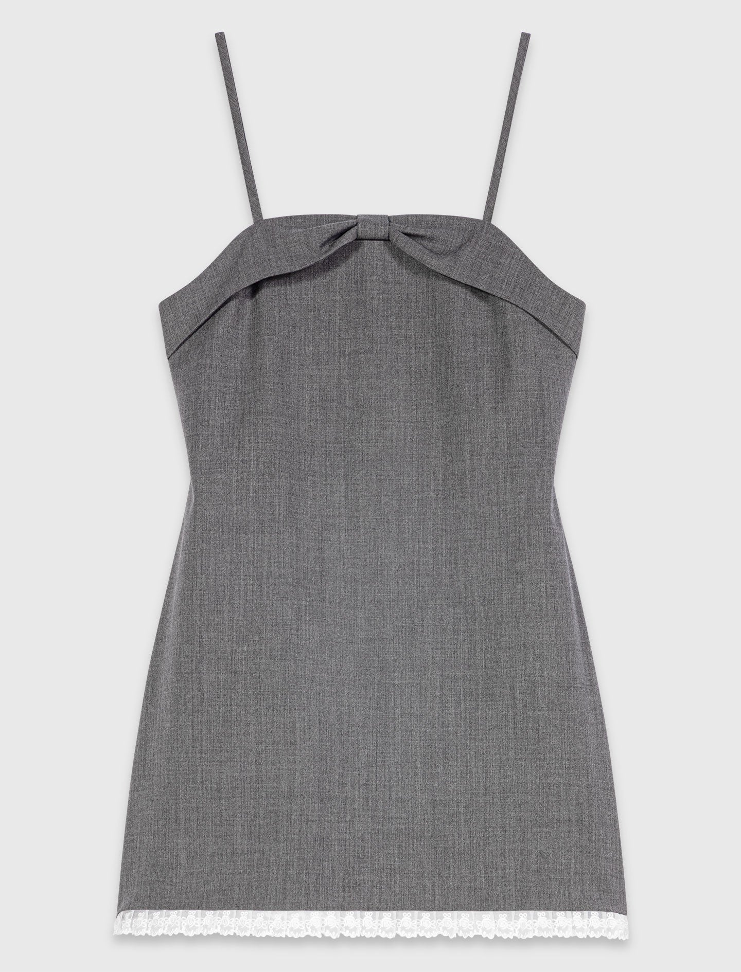Short tailored dress with lace Grey